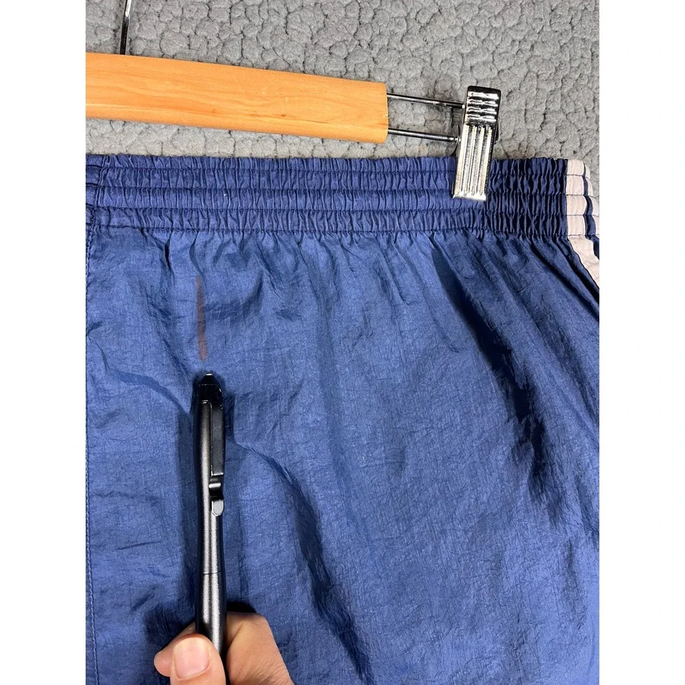 Adidas Vintage Mens Nylon Track Pants XL Blue White Stripe Windbreaker Joggers - Picture 10 of 16